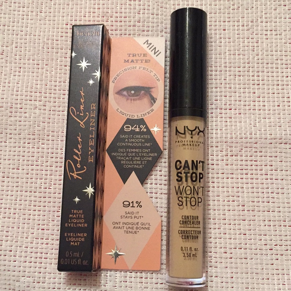 Benefit Roller Liner & NYX Can’t Stop Concealer